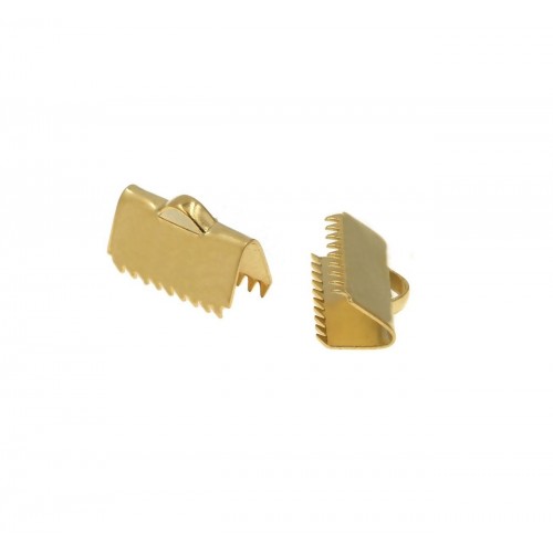 Ατσάλινο σφιχτηράκι-ακροδέκτης πλακέ 15mm σε χρυσό, κατάλληλο για την κατασκευή κοσμημάτων-τιμή ανά τεμάχιο