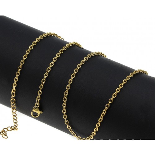 Έτοιμη αλυσίδα ατσάλινη φορσετίνα 2.5mm, μάκρος 75cm σε χρυσό χρώμα-τιμή ανά τεμάχιο