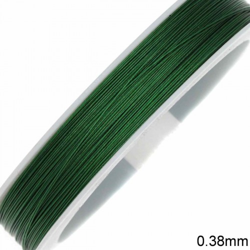 Ατσαλόσυρμα πλαστικοποιημένο 0.38mm σε πράσινο χρώμα, κατάλληλο για την κατασκευή κοσμημάτων- ανά καρούλι 100μέτρα