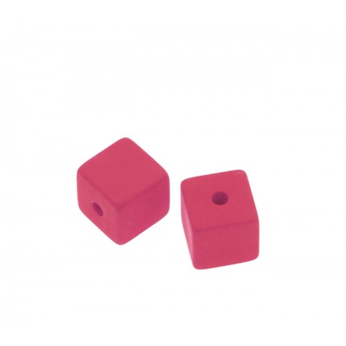 Χάντρα ακρυλική τετράγωνη 15mm σε φούξια χρώμα -τιμή ανα τεμάχιο