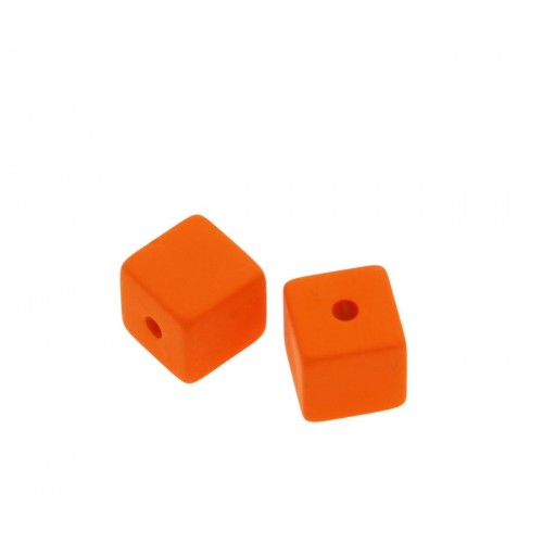 Χάντρα ακρυλική τετράγωνη 15mm σε πορτοκαλί χρώμα-ανα τεμάχιο