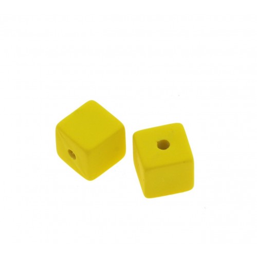 Χάντρα ακρυλική τετράγωνη 15mm  σε κίτρινο χρώμα τιμή ανα τεμάχιο