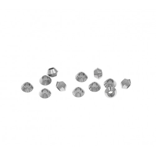 Ατσάλινη χάντρα ροδέλα κωνική 4x2,5mm και Φ1,6mm σε ασημί, κατάλληλη για την κατασκευή κοσμημάτων-ανά τεμάχιο