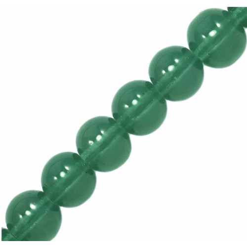 Χάντρα γυάλινη jade στρογγυλή 6mm σε πράσινο διάφανο-τιμή ανά χάντρα