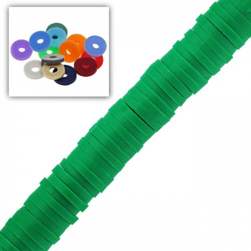 Χάντρες ροδέλες καουτσούκ 4mm σε πράσινο - τιμή ανά σειρά (40 cm) 