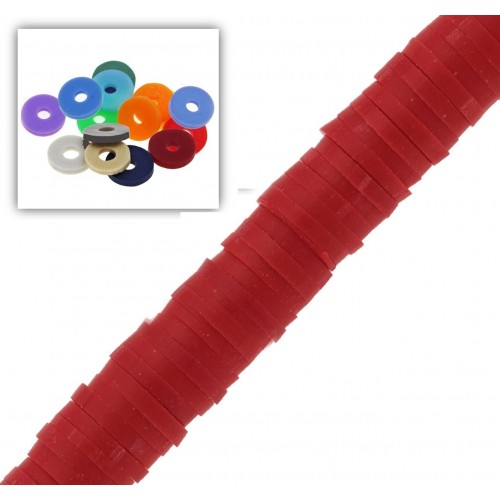 Χάντρες ροδέλες καουτσούκ 4mm σε κόκκινο χρώμα-Τιμή ανά σειρά (40cm).
