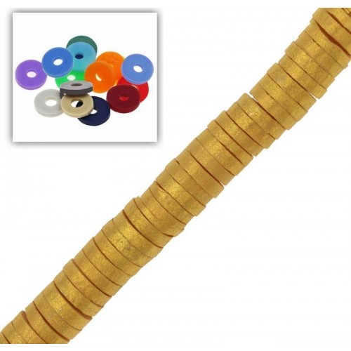 Χάντρες ροδέλες καουτσούκ 6mm σε χρυσό χρώμα, κατάλληλες για την κατασκευή κοσμημάτων-ανά σειρά