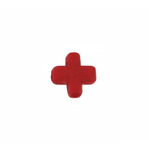Χάντρα μικρός ccb σταυρός σε κόκκινο χρώμα-ανά τεμάχιο