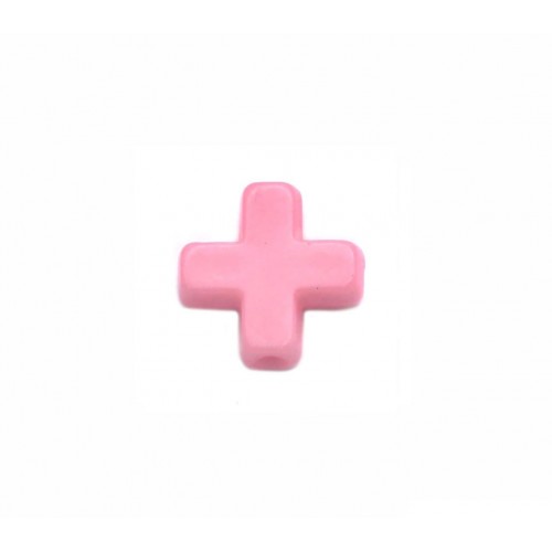 Χάντρα μικρός ccb σταυρός  σε ροζ χρώμα-ανά τεμάχιο