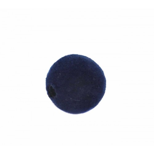Χάντρα πλαστική βελούδινη στρογγυλή 14mm και Φ2,5mm σε σκούρο μπλε χρώμα-ανά τεμάχιο