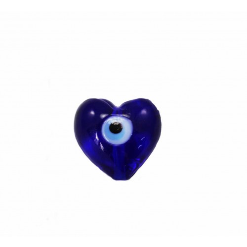 Χάντρα τύπου Murano 20mm σε σχήμα καρδιάς σε χρώμα μπλε με γαλάζιο ματάκι-Τιμή ανά τεμάχιο.