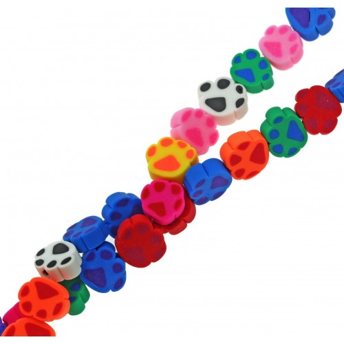 Χάντρες φίμο πολύχρωμα πατουσάκια σκύλου10mm-ανά συσκευασία των 10τμχ