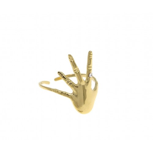 Ατσάλινο δαχτυλίδι χέρι 20mm -ανοιχτό χρυσό