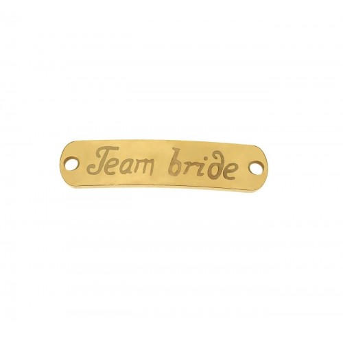 Ατσάλινη οβάλ ταυτότητα "Team Bride" 33x8mm σε χρυσό χρώμα, κατάλληλο για να φτιάξεις βραχιόλια για το μπάτσελορ πάρτυ-ανά τεμάχιο