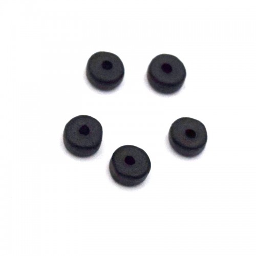 Κεραμική χάνδρα ροδέλα 5,3X2,5mm με τρύπα 1,2mm σε μαύρο χρώμα. Τιμή ανά συσκευασία 10τεμ