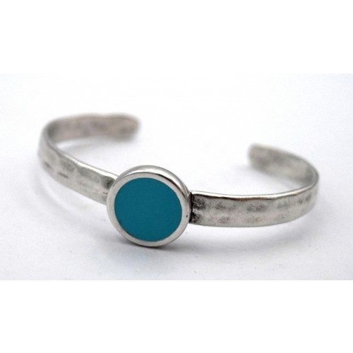 Βραχιόλι σφυρήλατο σε ασημί αντικέ με σμάλτο σε τυρκουάζ τιμή ανά τεμάχιο