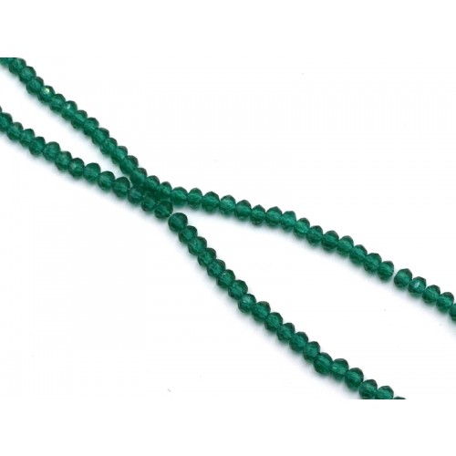 Ροδέλα κρύσταλλο ταγιέ 4mm σε σειρά σε πράσινο διάφανο.ανά σειρά(±140pcs)