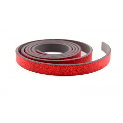 Πλακέ δέρμα 10mm  γυαλιστερό σε κόκκινο χρώμα  τιμή ανά τεμάχιο 20 πόντων(cm)