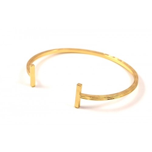 Βραχιόλι ορειχάλκινο 64mm με δυο κάθετες γραμμές επίχρυσο