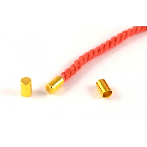 Ακροδέκτης τερματικός κυλινδράκι κατάλληλος για στρογγυλό κορδόνι 4mm σε επίχρυσο  τιμή ανα τεμάχιο