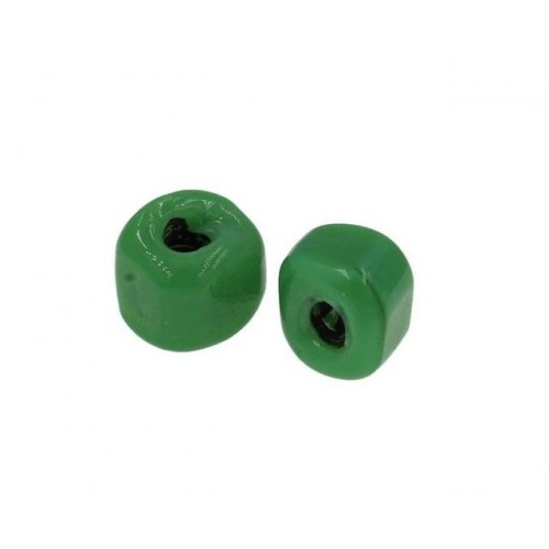 Γυάλινη χάντρα κύβος αφηρημένος ~8mm με μεγάλη τρύπα ~3-5mm  σε πράσινο χρώμα -ανα τεμάχιο