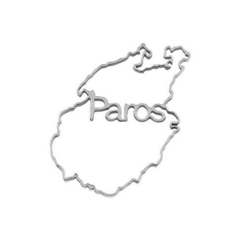 Μικρό περίγραμμα από ατσάλι Πάρος σε ασημί που γράφει "Paros"κατάλληλο για την κατασκευή κοσμημάτων-ανά τεμάχιο
