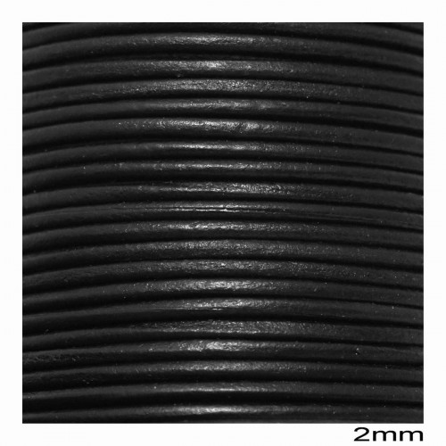 Δερμάτινο κορδόνι 2mm Μαύρο κατάλληλο για την κατασκευή κοσμημάτων . (τιμή ανά μέτρο)