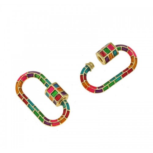 Κούμπωμα Οβάλ Βιδωτό με Σμάλτο 12x25mm σε πολύχρωμο-τιμή ανά τεμάχιο