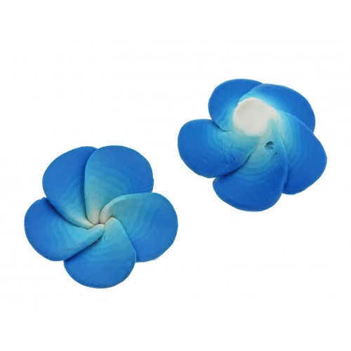 Λουλούδι Fimo μπλε σε μέγεθος 25mm-Τιμή ανά τεμάχιο.