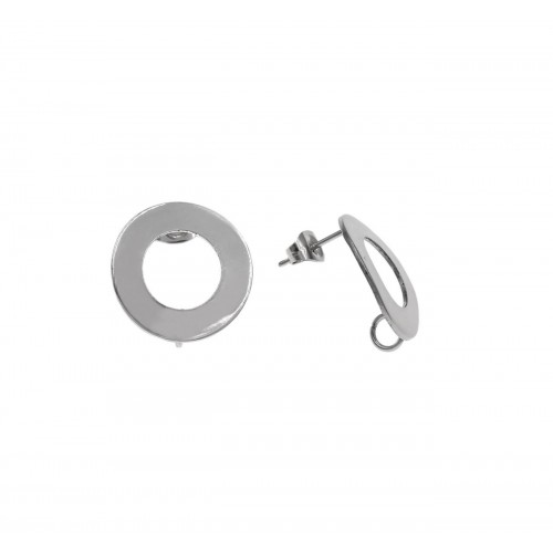 Ατσάλινο εξάρτημα σκουλαρίκι κύκλος με κρικάκι 18mm-ανά ζευγάρι