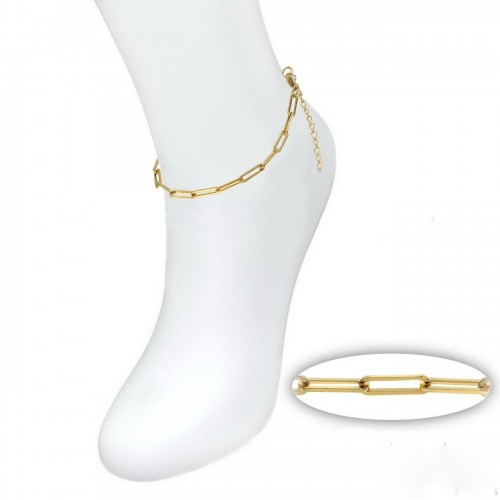 Ατσάλινο βραχιόλι ποδιού με οβάλ κρίκους πλακέ επίχρυση- ανά τεμάχιο